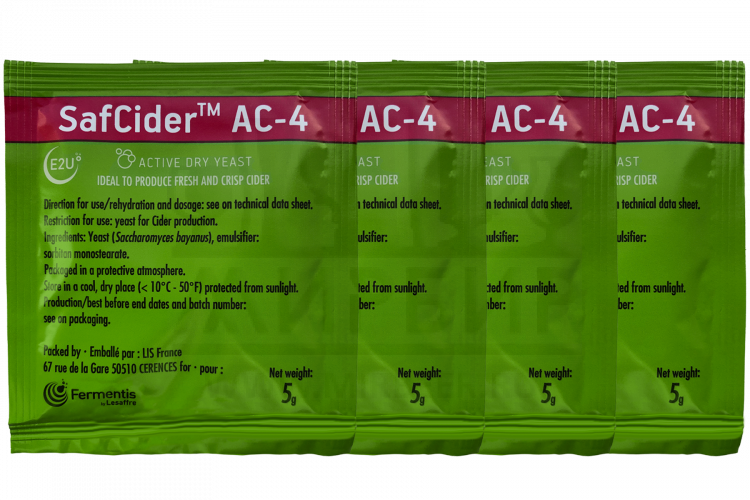 Комплект: Дрожжи для сидра Fermentis "Safcider AC-4", 5 г, 4 шт.